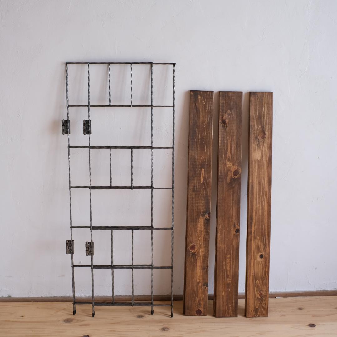 無骨なアイアン＆ウッド飾り棚B　イベント什器　看板　ガーデン　シェルフ
