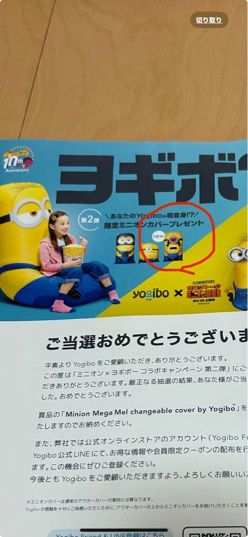 Yogibo ヨギボー10周年 「ミニオン×ヨギボー 」非売品カバー