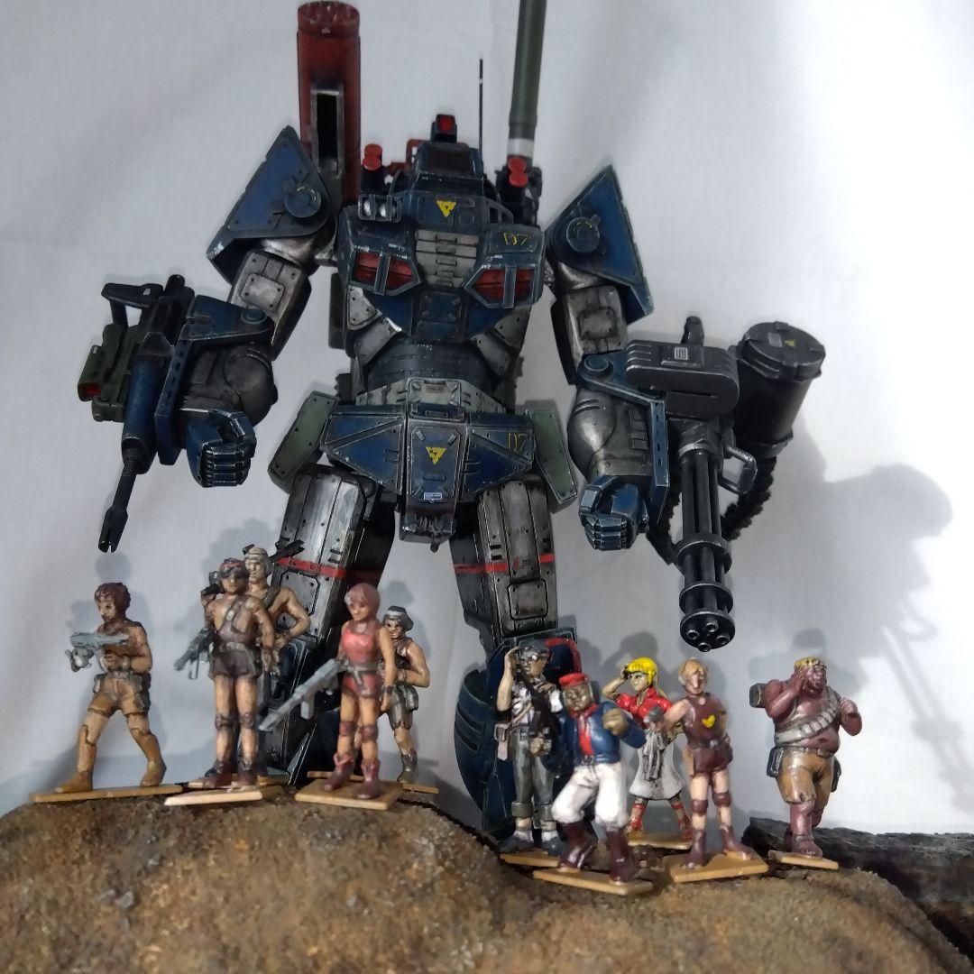 旧キットタカラ1/48ダグラム改造完成品 朽ちダグラムポーズ可能 ジオラマ付き