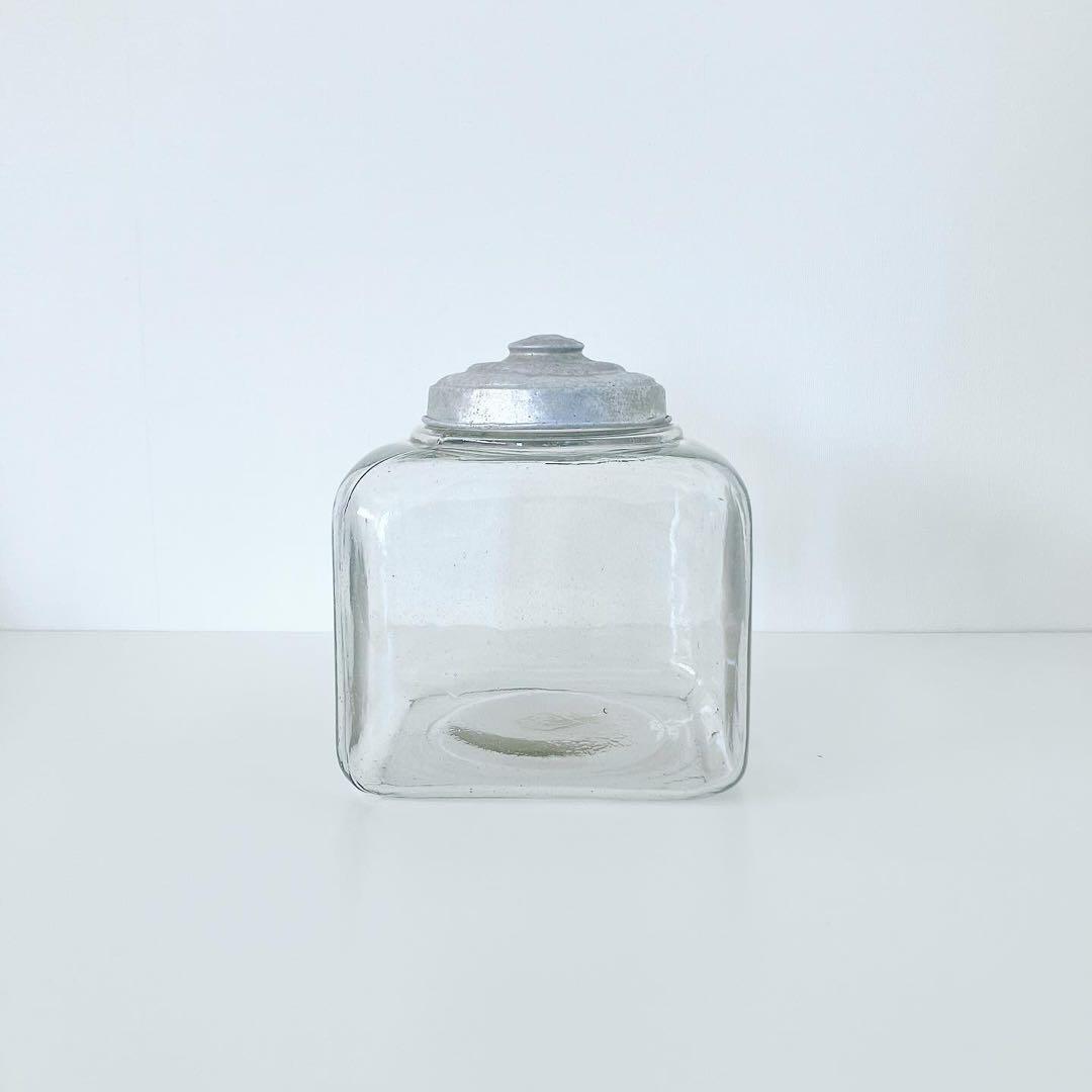 ガラスキャニスター　古道具　レトロインテリア　ビンテージ雑貨　ブロカント　古物