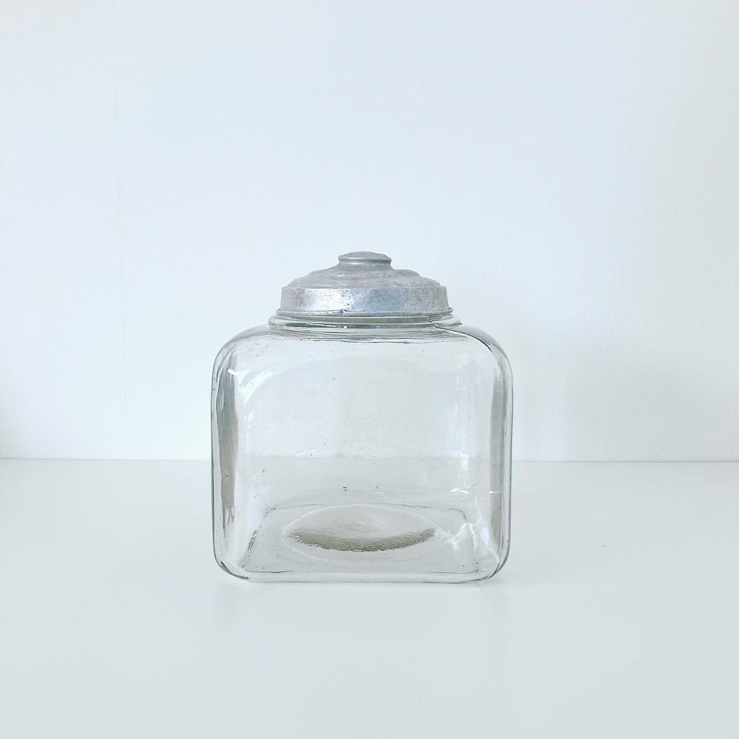 ガラスキャニスター　古道具　レトロインテリア　ビンテージ雑貨　ブロカント　古物