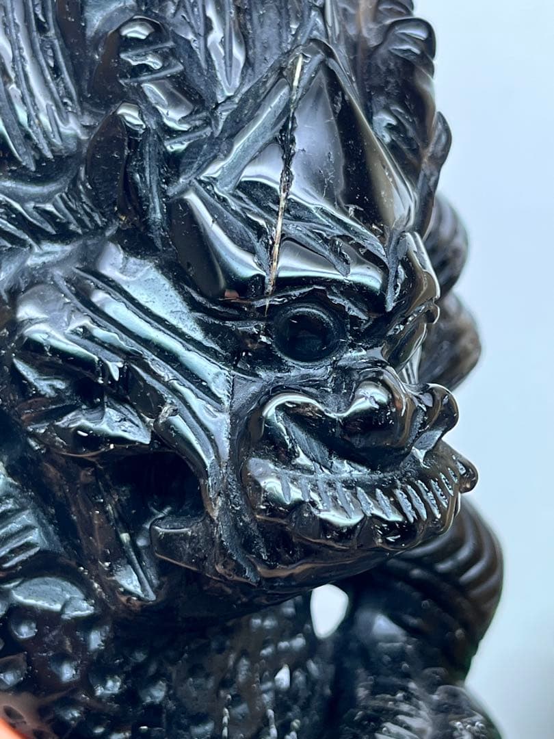 天然石　モリオン　龍神様　カービング　最強ペア　台座付き　約1566g⭐️2096