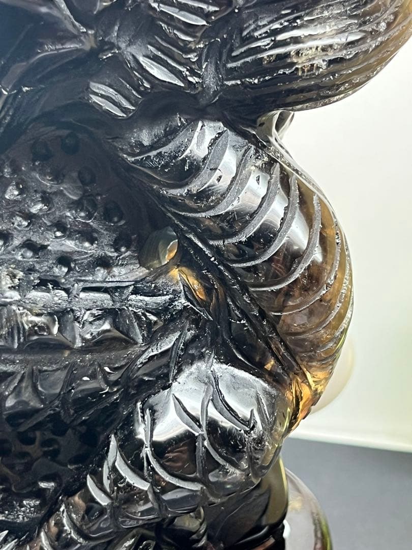 天然石　モリオン　龍神様　カービング　最強ペア　台座付き　約1566g⭐️2096