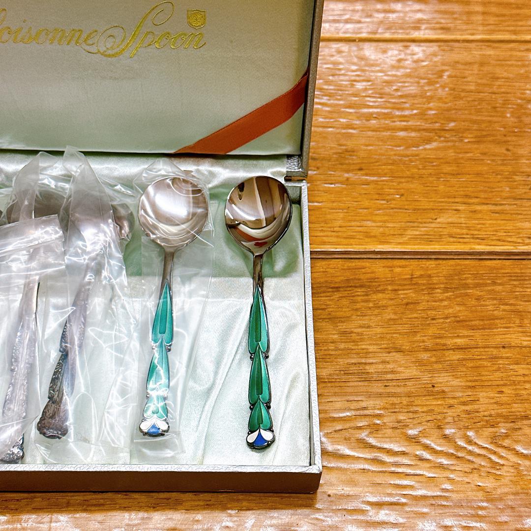 箱　ビニール付き　芝翫香　スプーン　SMsilver刻印　6本セット　希少