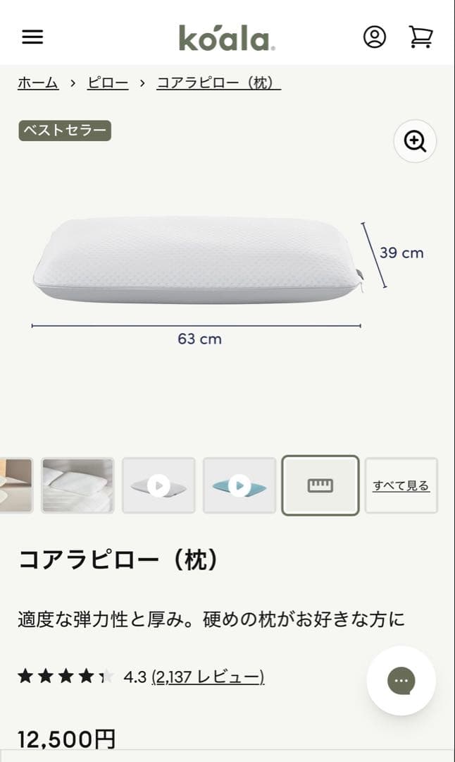 901【Koala 正規品／未開封／新品未使用】￥12,500／コアラピロー／枕