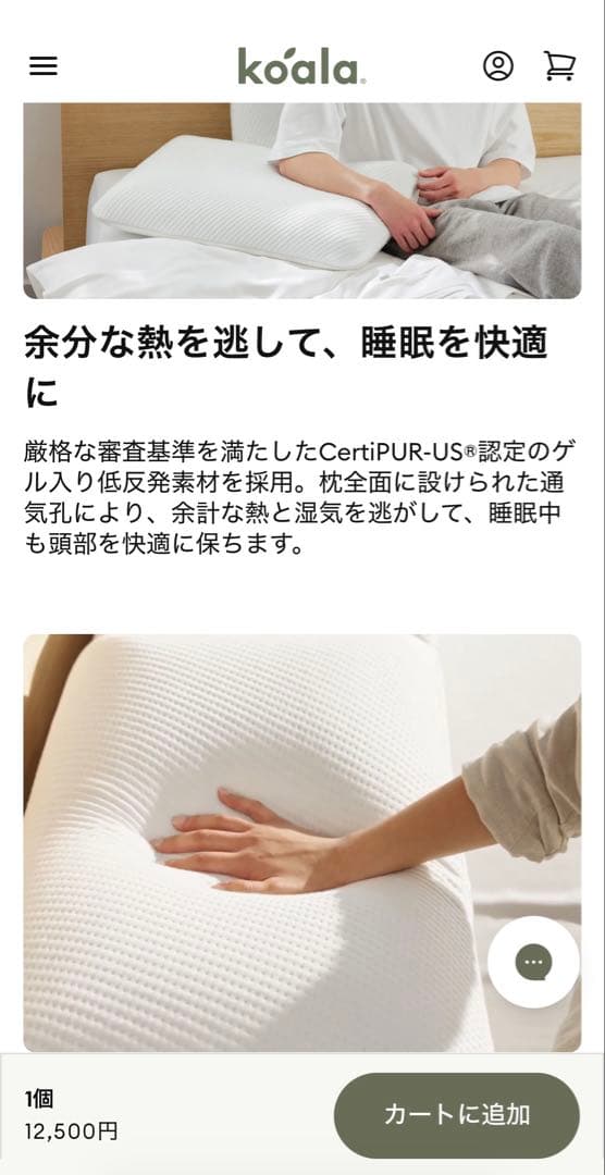 901【Koala 正規品／未開封／新品未使用】￥12,500／コアラピロー／枕