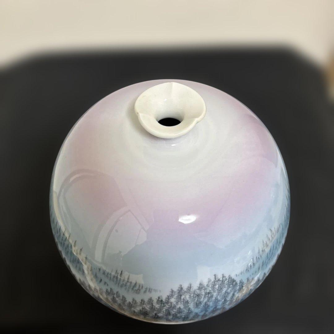 藤井朱明 壺 飾り壺 花器 日展人気作家 朝日花瓶 有田焼 人間国宝 木箱