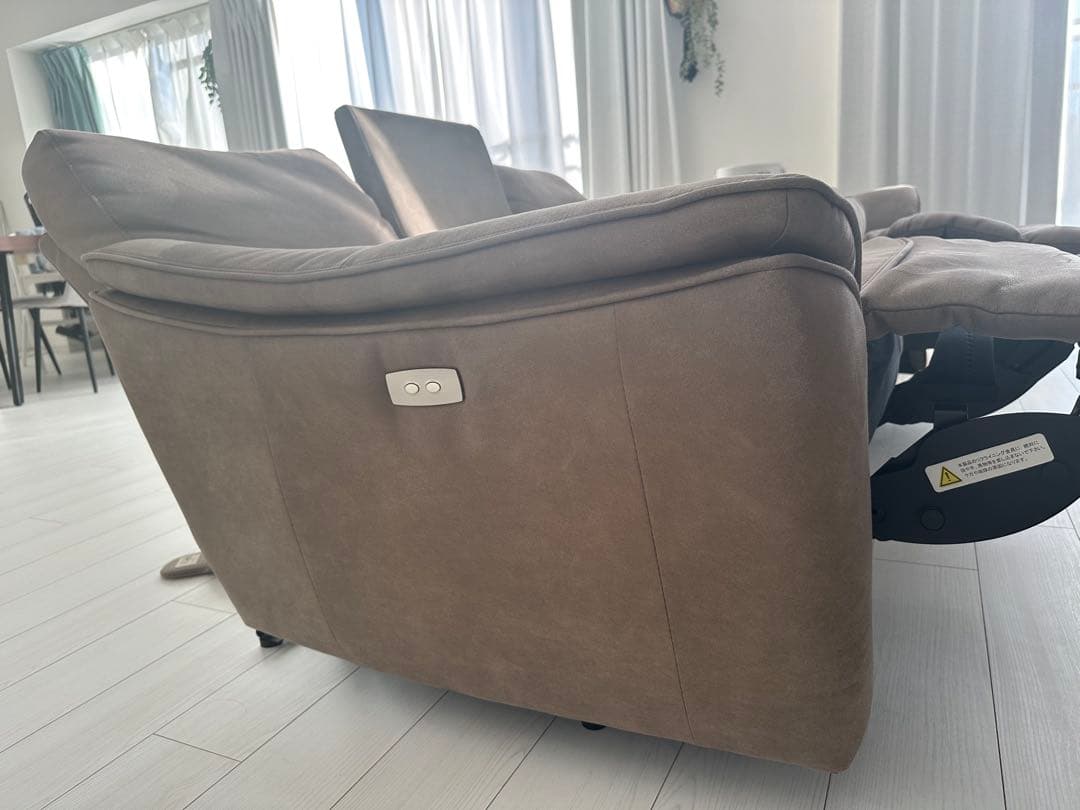 【美品/2年使用】3人掛け電動ソファ「バッジオ」ヨーロピアングレー