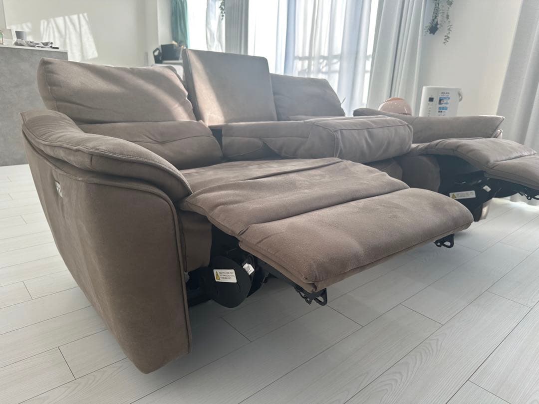【美品/2年使用】3人掛け電動ソファ「バッジオ」ヨーロピアングレー