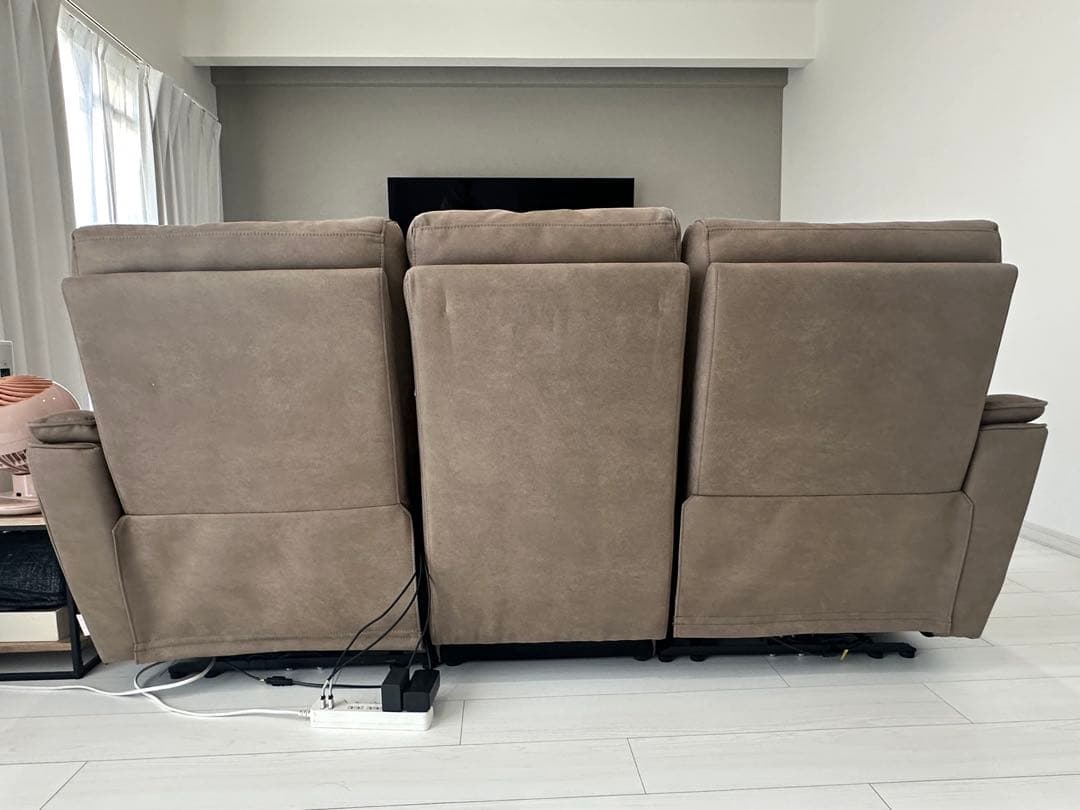 【美品/2年使用】3人掛け電動ソファ「バッジオ」ヨーロピアングレー