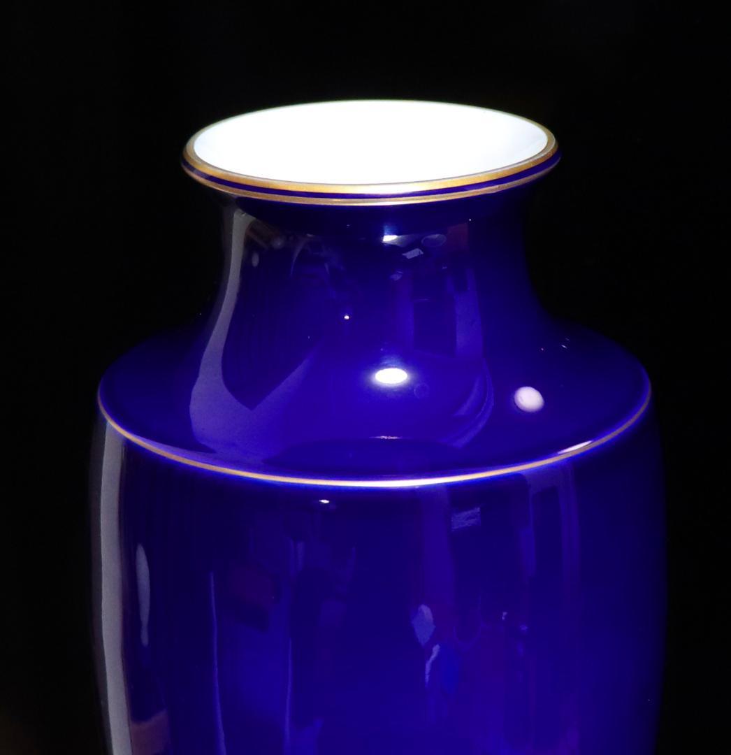 オールド・セーブル 最高級稀少 1920年製 大型 29.2cm 藍地金彩壺花瓶