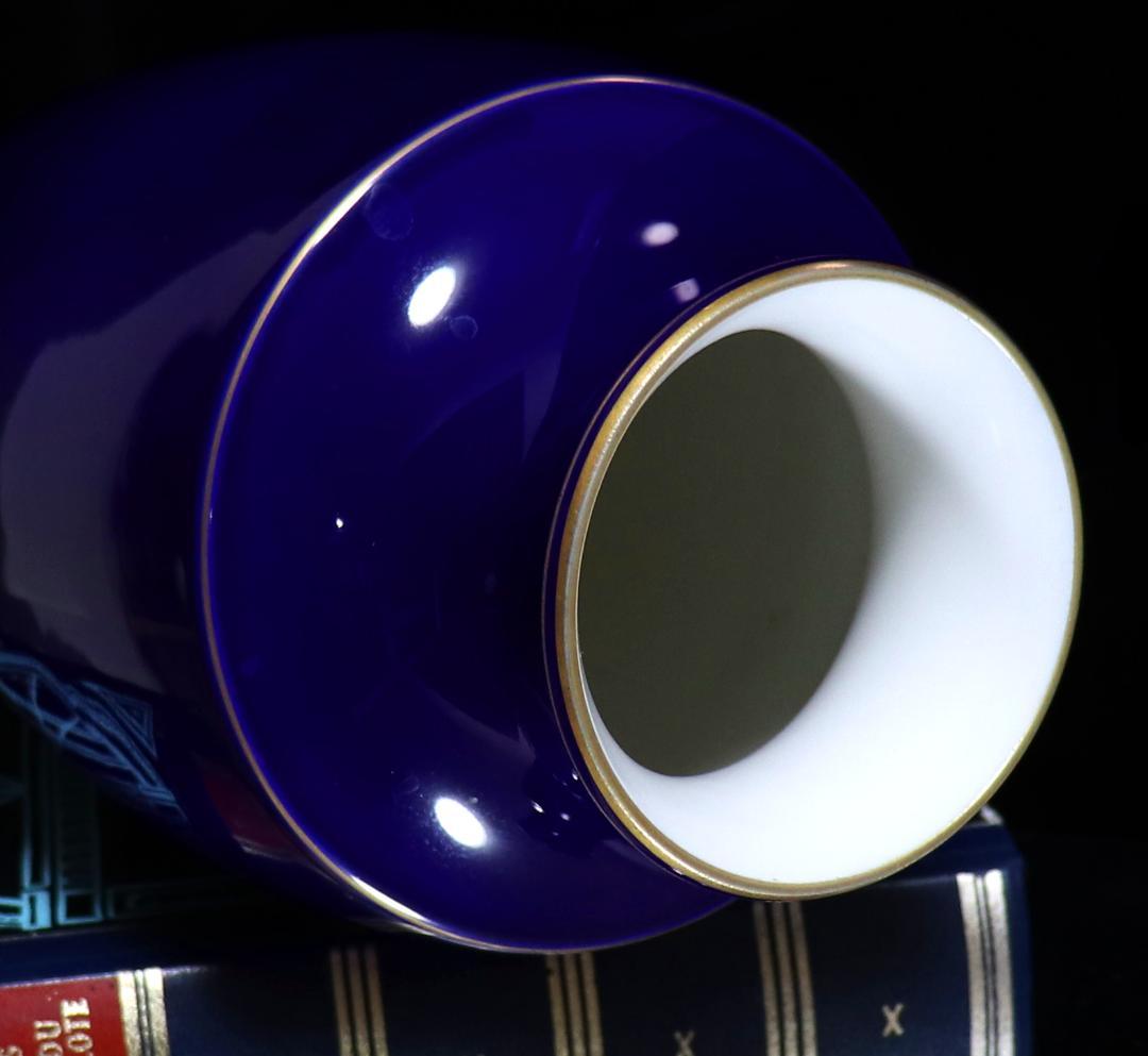 オールド・セーブル 最高級稀少 1920年製 大型 29.2cm 藍地金彩壺花瓶