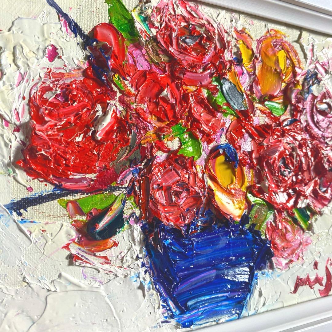 題名【　バラ　　】◾️油彩画　SMサイズ◾️兼田美佐子　原画　本物