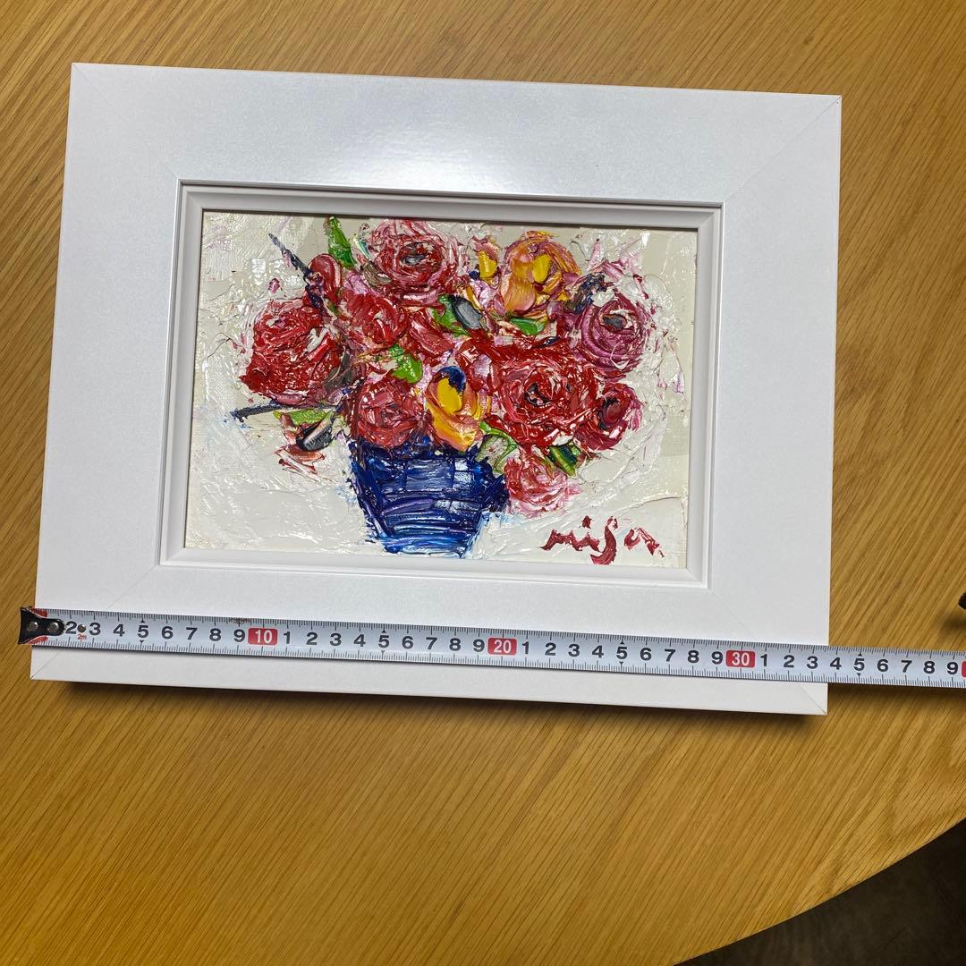 題名【　バラ　　】◾️油彩画　SMサイズ◾️兼田美佐子　原画　本物