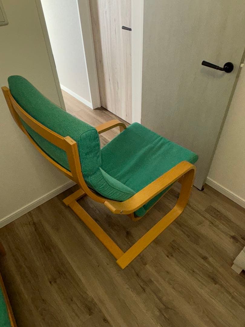 イケア ポエング アームチェア パーソナルチェア＆オットマン　グリーン