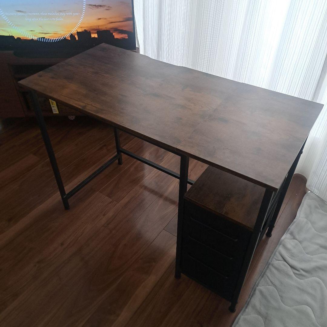 ​【左右付替可】ヴィンテージ風 ワークデスク 配線スリット付き アイアンフレーム