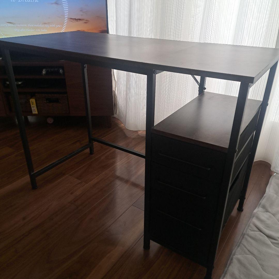 ​【左右付替可】ヴィンテージ風 ワークデスク 配線スリット付き アイアンフレーム