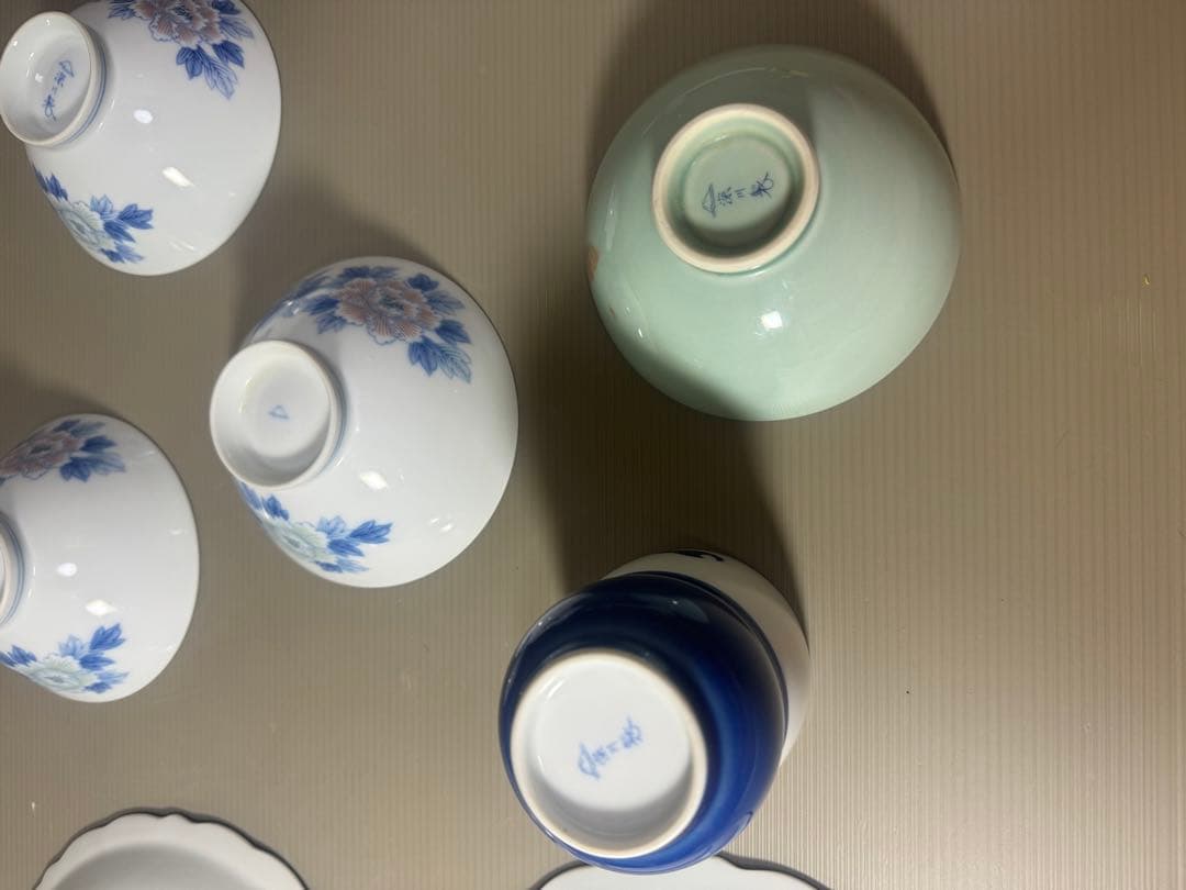 2082 深川製磁　まとめ売り　皿2客　碗4客　湯呑1客