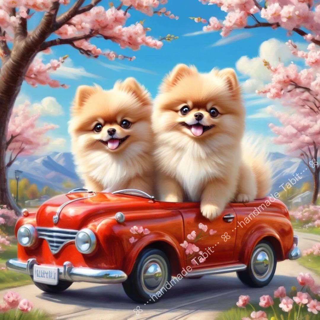 new☆春ꕤ︎︎ポメラニアン／17×17cm／6柄オリジナルパネル生地 - メルカリ