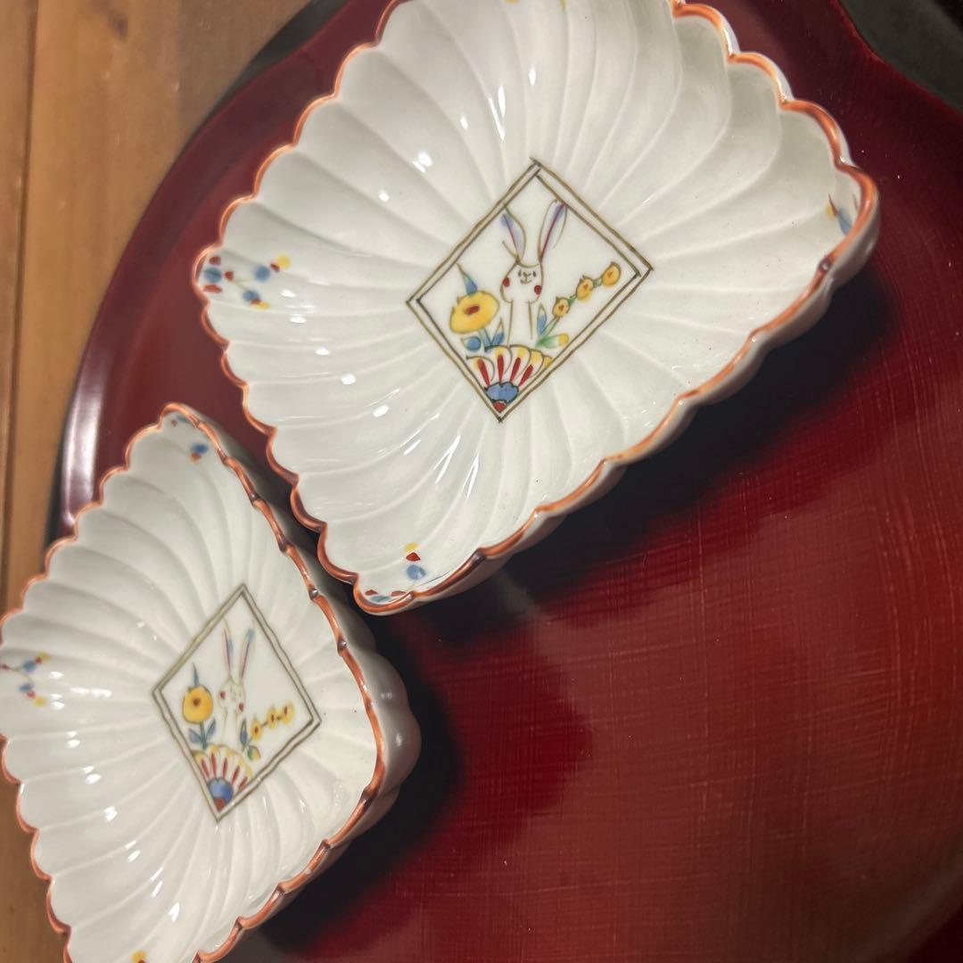 作家　陶芸作家　空萌工房 うさぎ 田口紀美子　菊割菱鉢　２枚セット