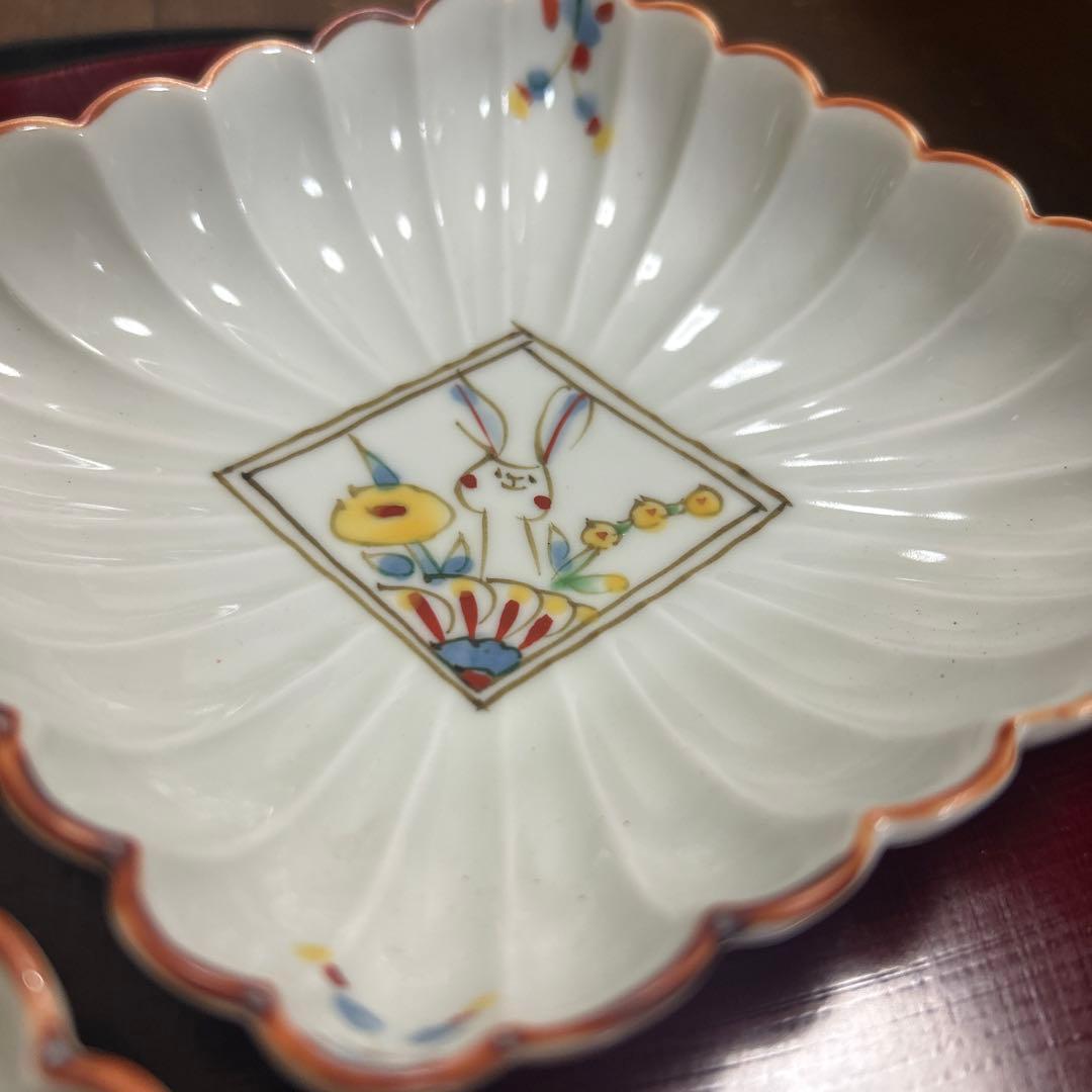 作家　陶芸作家　空萌工房 うさぎ 田口紀美子　菊割菱鉢　２枚セット