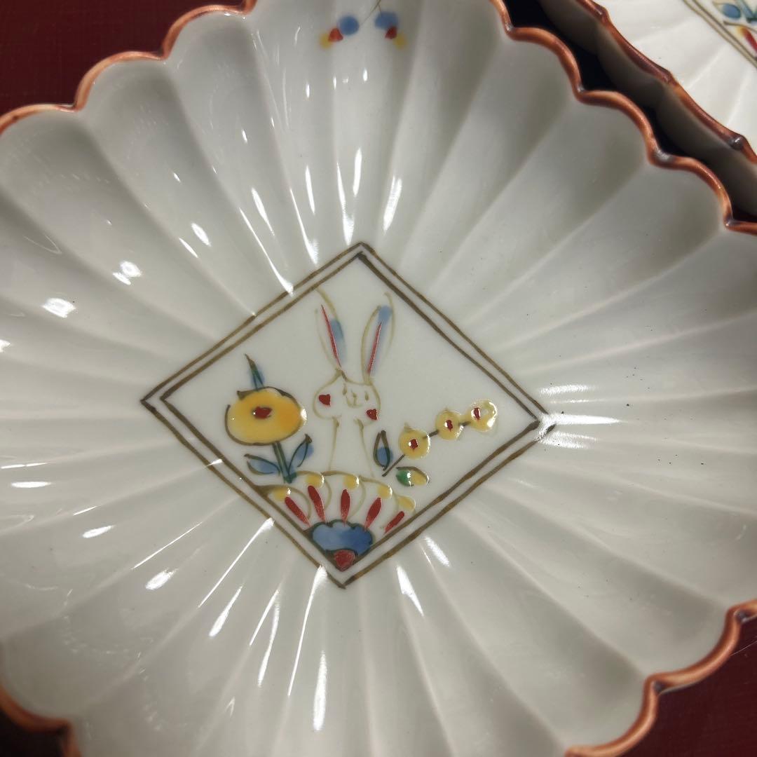 作家　陶芸作家　空萌工房 うさぎ 田口紀美子　菊割菱鉢　２枚セット