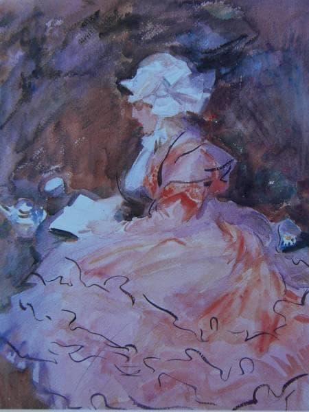 サージェント、本を読む少女、希少画集画、新品高級額、額装付