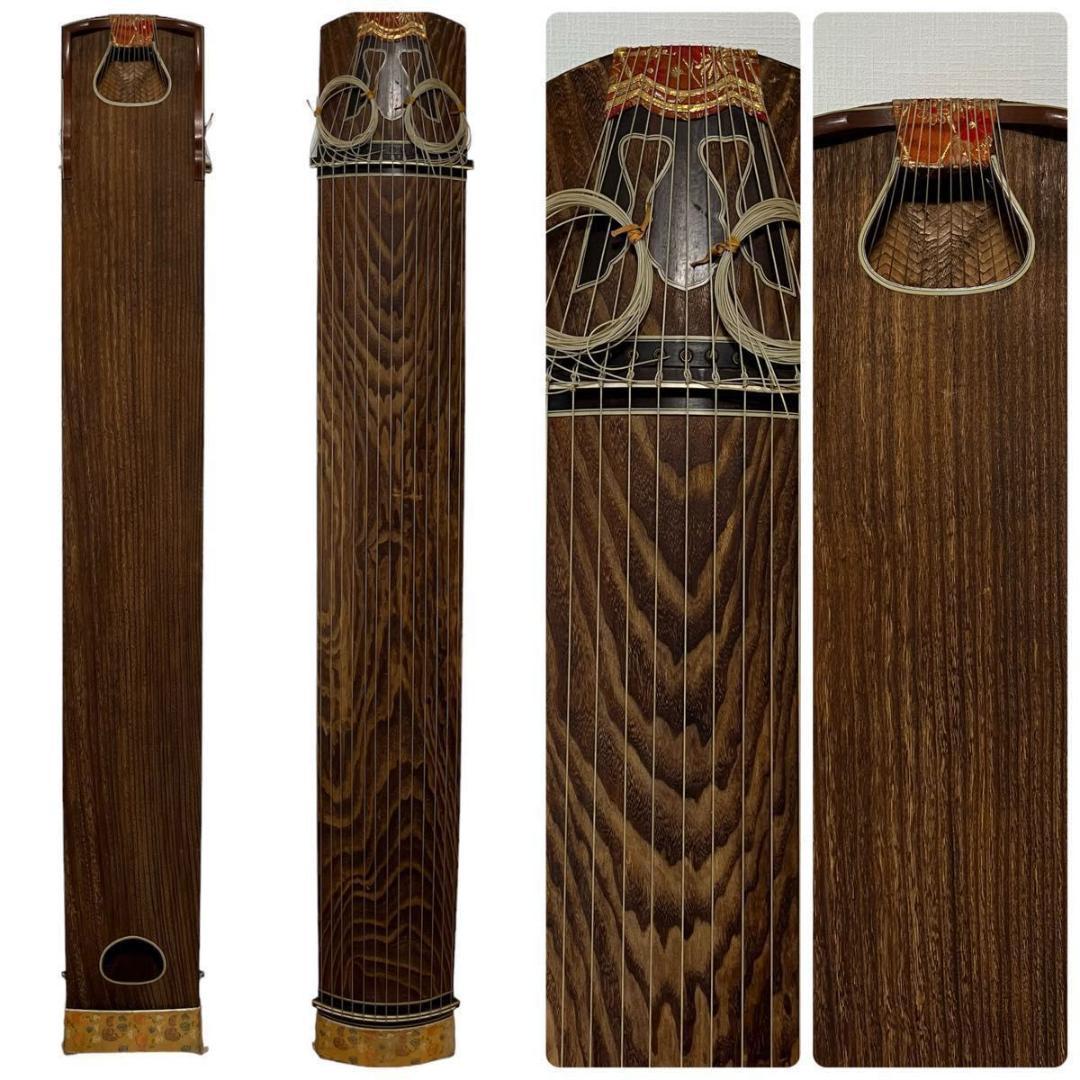 高級品】琴 13弦 くり甲 綾杉 龍舌 蒔絵 口前 金装飾 - メルカリ