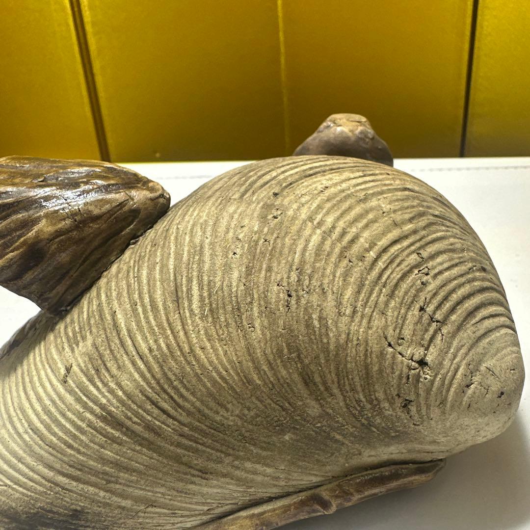 二六焼，楽山焼，水月焼，古董，インテリア，カニと葉の浮彫り