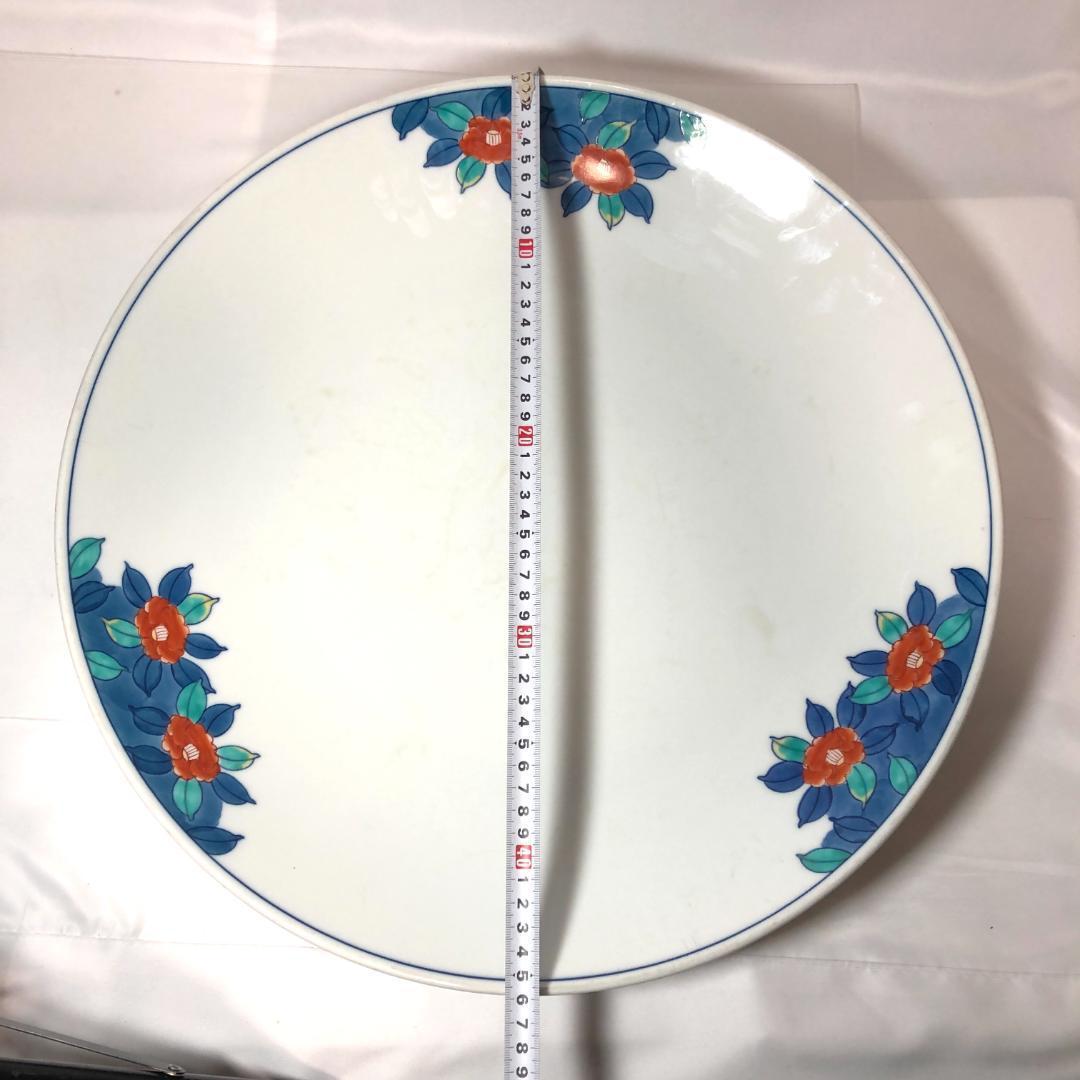 有田焼　特大皿 45.8cm　和食器 飾り皿 山徳窯　椿絵　レトロ　骨董品