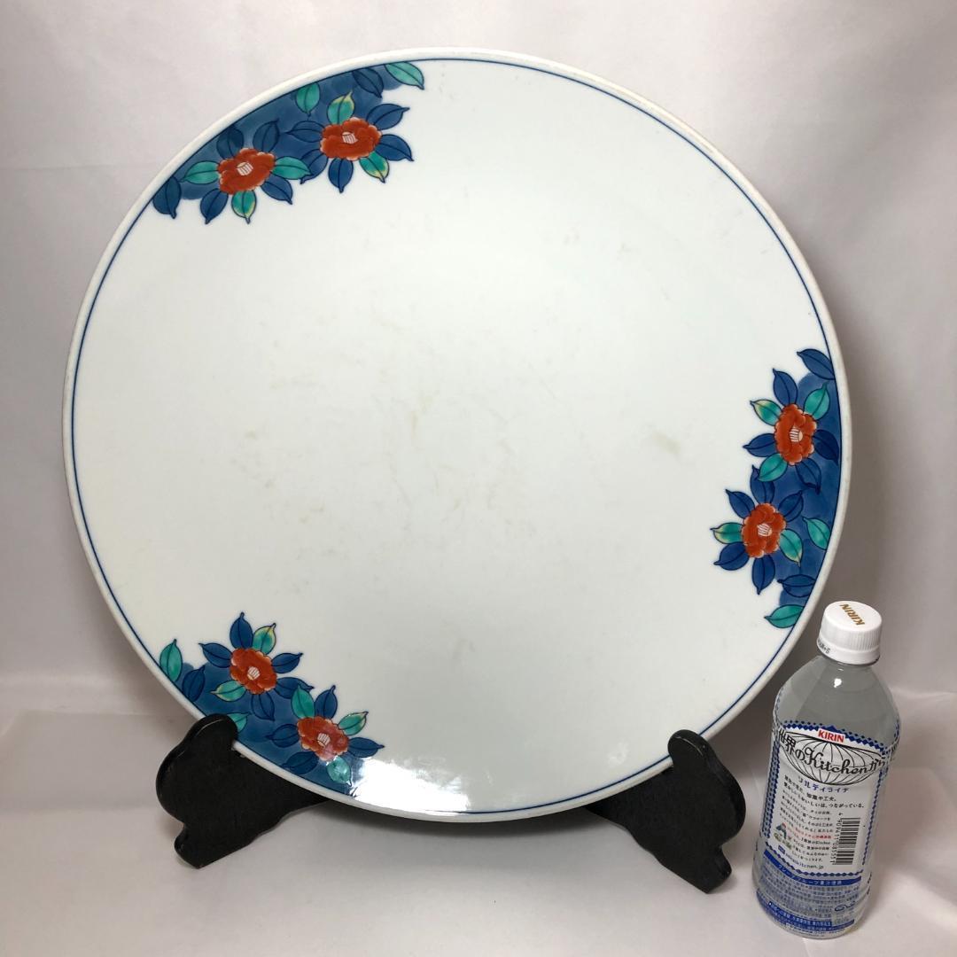 有田焼　特大皿 45.8cm　和食器 飾り皿 山徳窯　椿絵　レトロ　骨董品