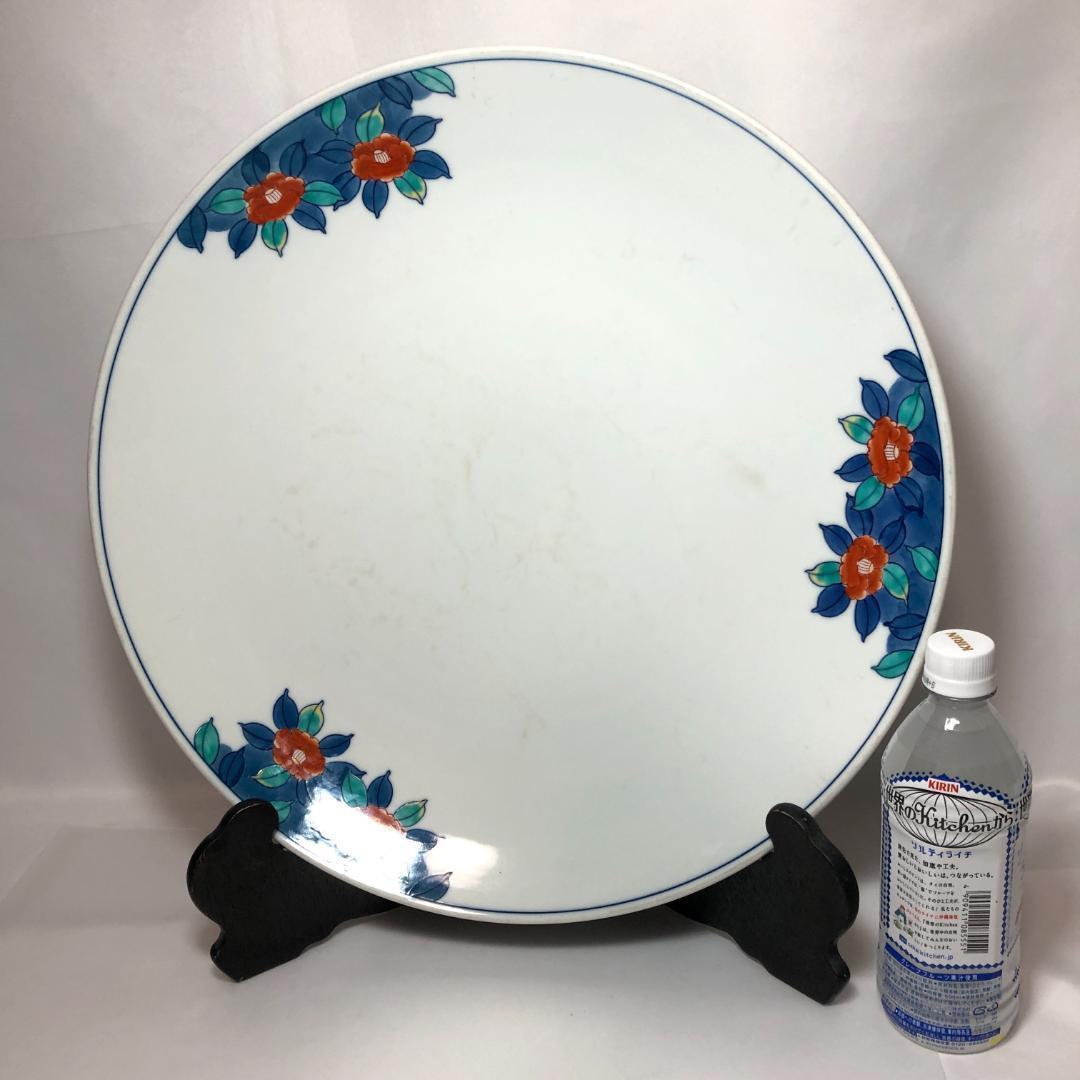 有田焼　特大皿 45.8cm　和食器 飾り皿 山徳窯　椿絵　レトロ　骨董品