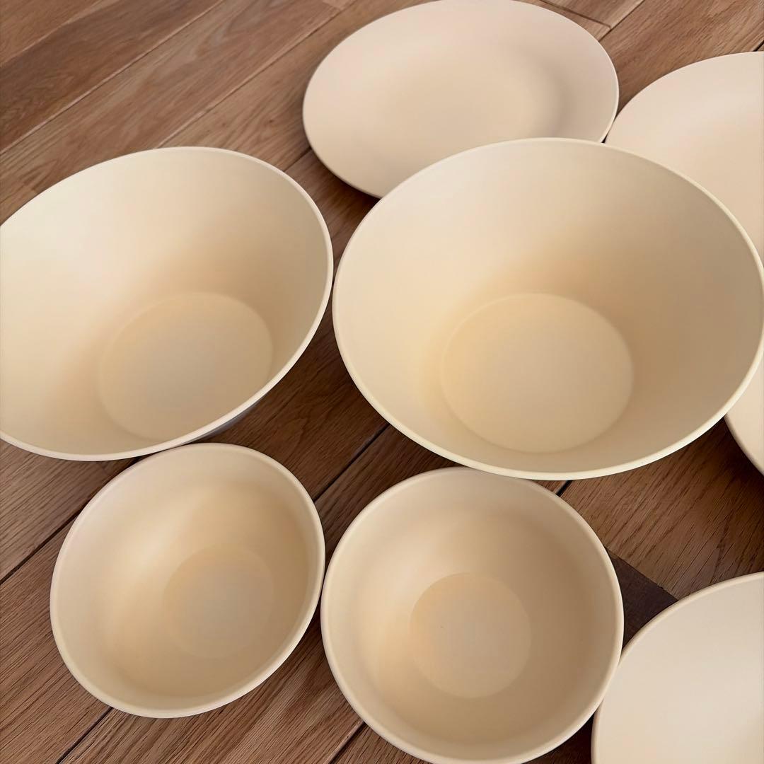 新品rebirthナチュラルシリーズプラスチック食器4種類24点セット ベージュ