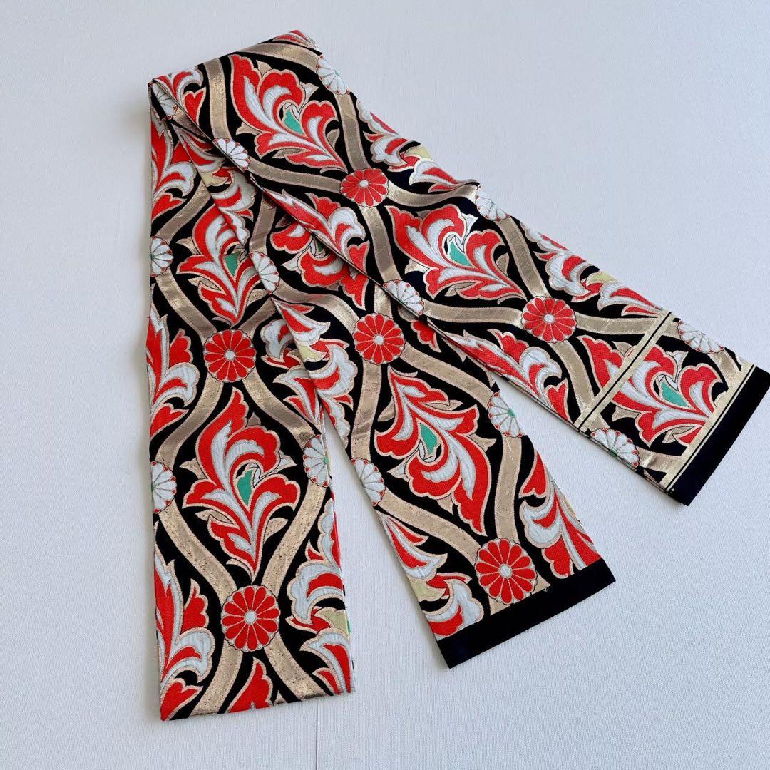 フルセット　七五三　7歳女の子　昭和レトロ　花御所車　金プリント　黒丸帯7070