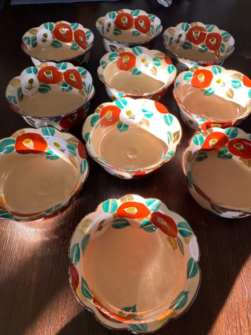 乾山写　京焼　椿向付5客 新品未使用