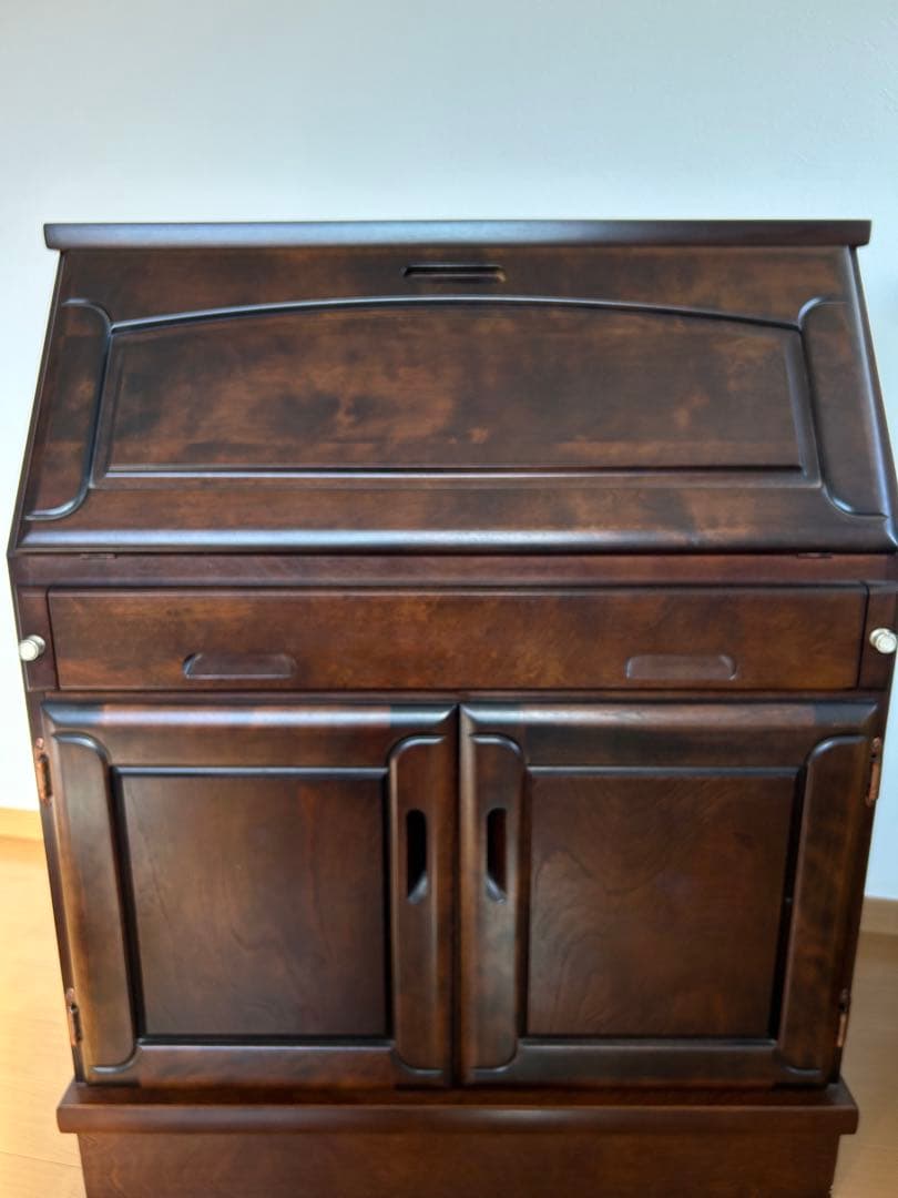 大雪木工 北海道民芸家具 ライティングビューロー 天然木 収納机 学習机