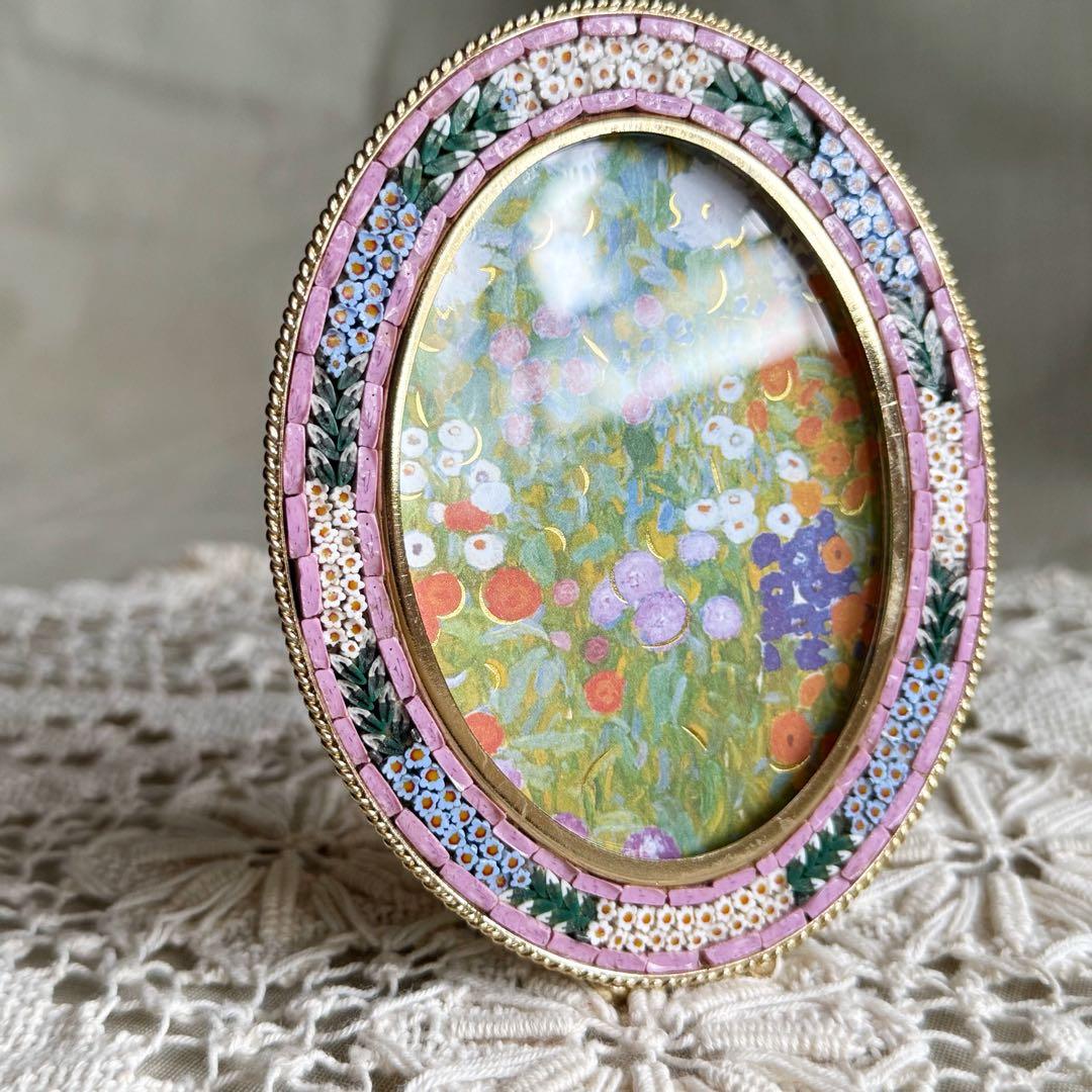 1980s イタリア製 マイクロモザイク フォトフレーム ピンク