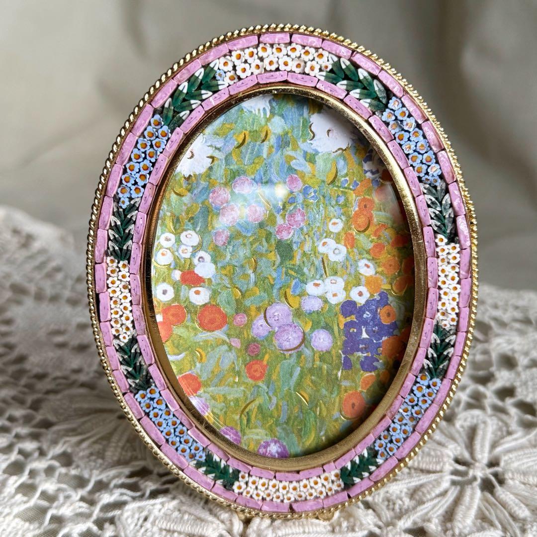 1980s イタリア製 マイクロモザイク フォトフレーム ピンク