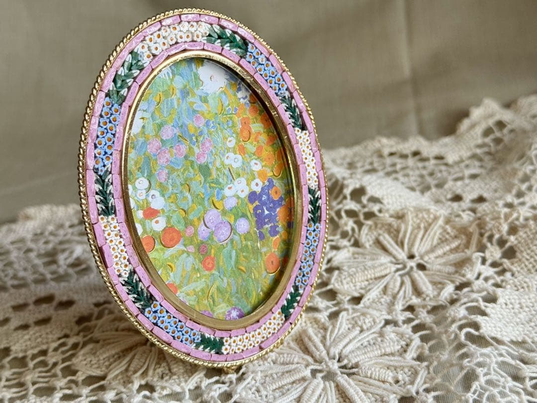 1980s イタリア製 マイクロモザイク フォトフレーム ピンク