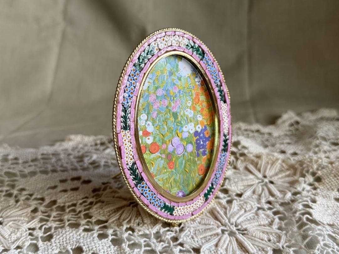 1980s イタリア製 マイクロモザイク フォトフレーム ピンク