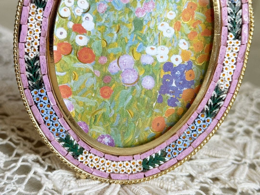 1980s イタリア製 マイクロモザイク フォトフレーム ピンク