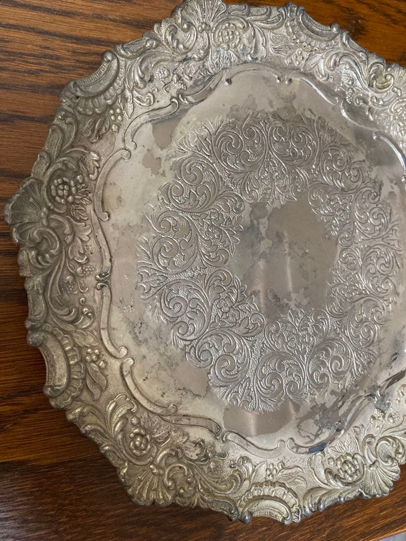 ＊訳あり イギリス アンティーク☆ガラスドームH25cmシルバープレート台座付き