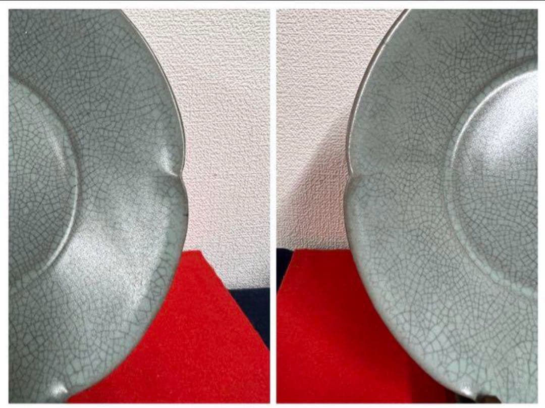 中国古美術　四大名窯 宋時代　天青釉 天藍釉「葵花口」皿汝窯