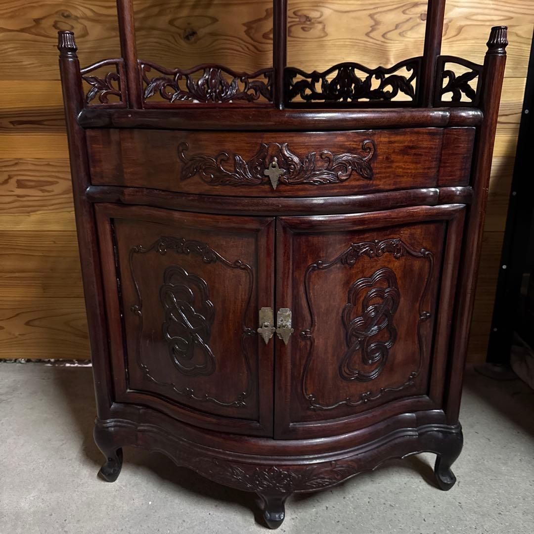 最終価格！紫檀 コーナーキャビネット　唐木 高さ約160cm 猫脚アンティーク