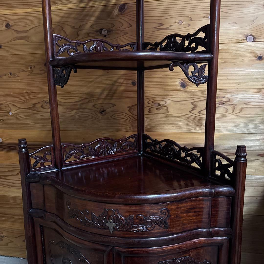 最終価格！紫檀 コーナーキャビネット　唐木 高さ約160cm 猫脚アンティーク