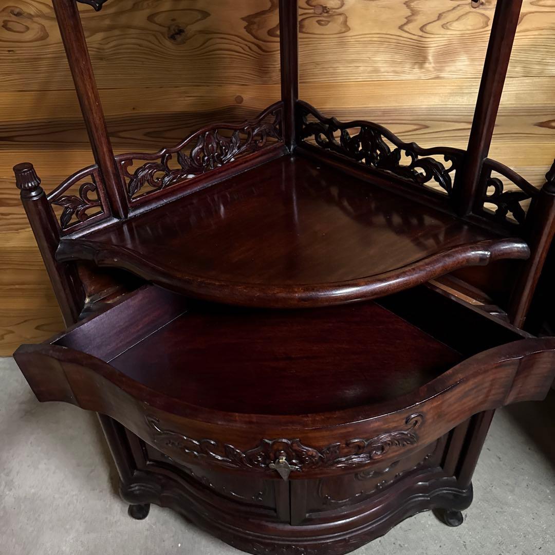 最終価格！紫檀 コーナーキャビネット　唐木 高さ約160cm 猫脚アンティーク