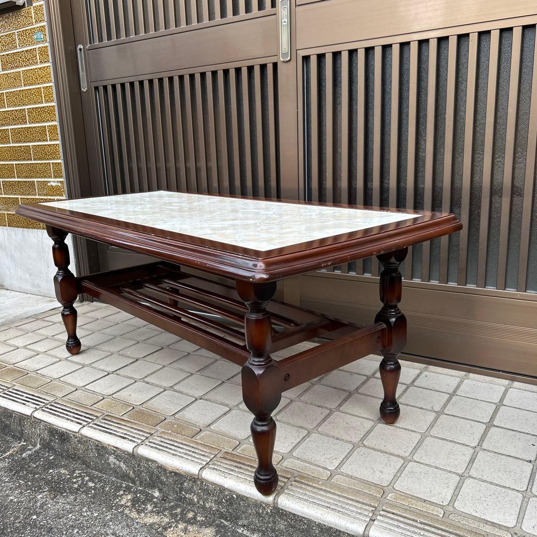 【昭和レトロ】大理石調　テーブル　センターテーブル