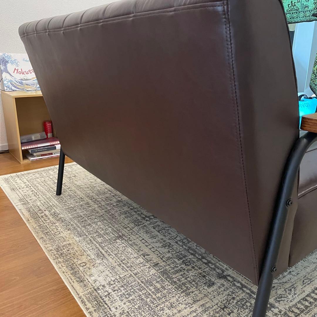 ニトリ　2人掛けソファ 合皮タイプ (ステイン2KD Nシールド DBR)