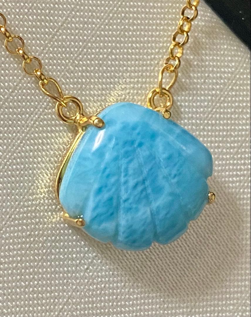 【新入荷‼︎オススメ♪】ラリマーシェルのネックレスS925 天然石　k18gp