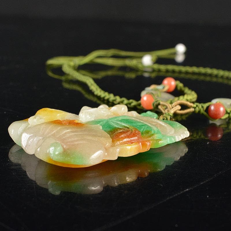 中国 玉石翡翠玉彫刻 根付 装飾品 赤珊瑚緒締玉 C R6387 彫刻